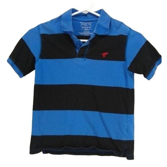 Wrangler Jeans Company Boys Striped blue black 6/7 Polo‎ shirt - Picture 1 of 7